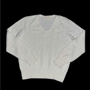 Vintage It’s Gould ivory cable knit chunky sweater preppy elegant academia